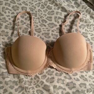 Underwire Lace Trimmed Nude Bra